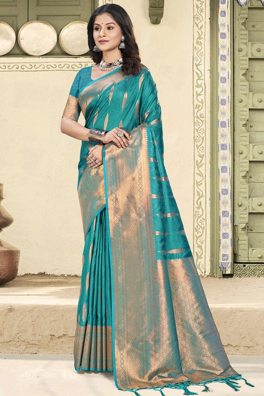Sky Blue Woven Silk Traditional Saree NCSD11010156