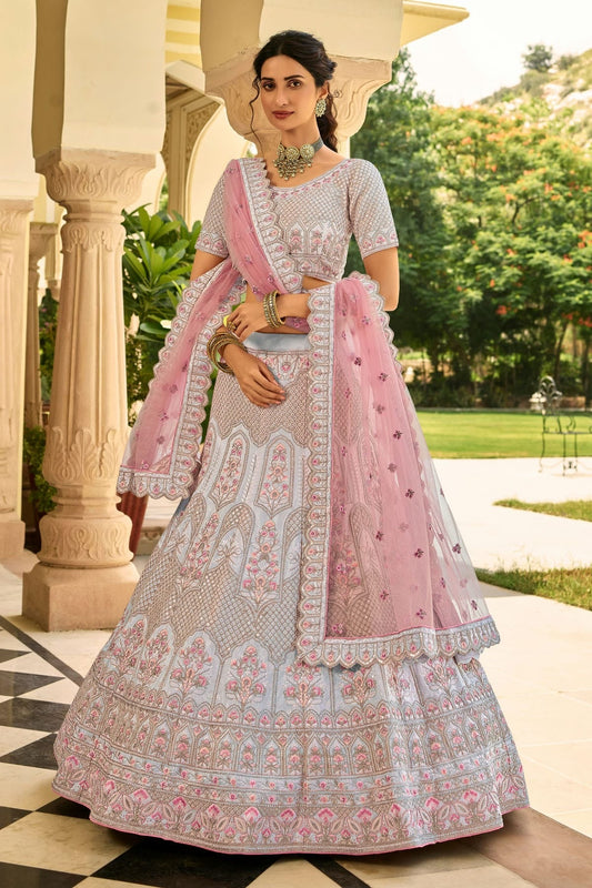 Slate Blue Embroidery Organza Lehenga Choli NCLD10810240