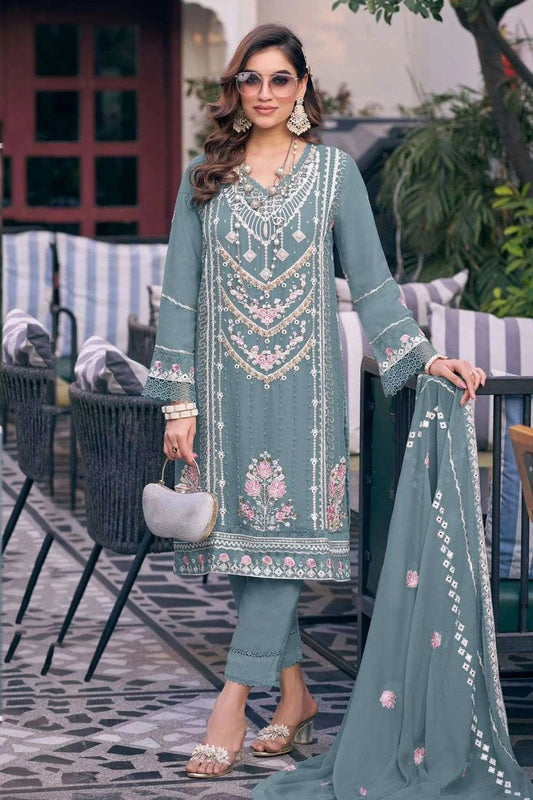 Slate Blue Faux Georgette Pakistani Suit NCSM11410546