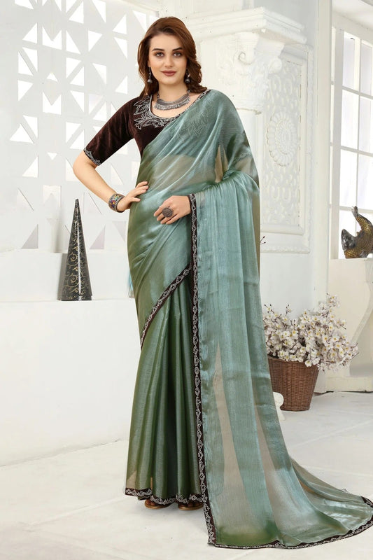 Slate Blue Organza Designer Saree NCLC11210460