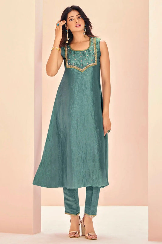 Slate Blue Organza Top and Bottom  NCTP10810147