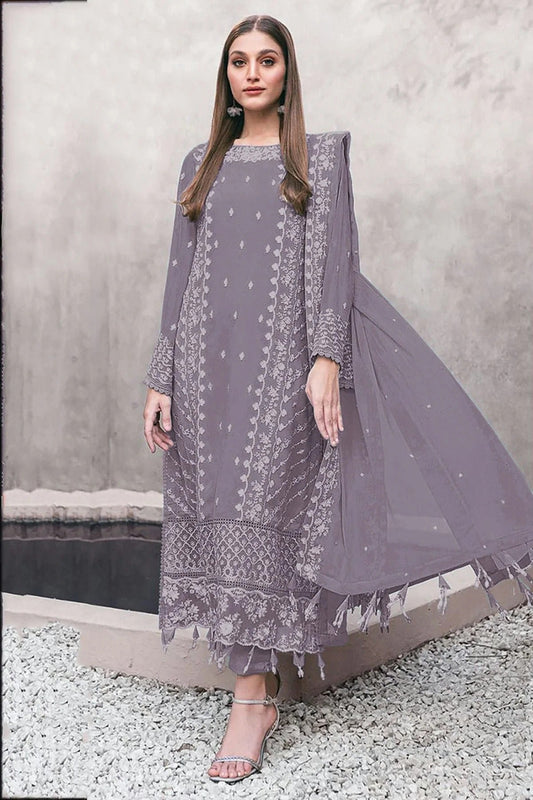 Slate Blue Semi Stitched Faux Georgette Pakistani Suit NCSM11410352