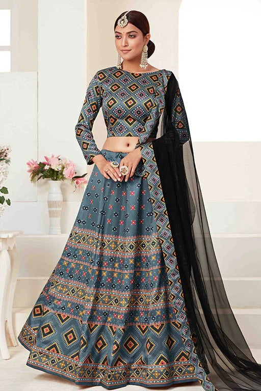 Slate Blue Silk Designer Lehenga Choli NCLC12410144