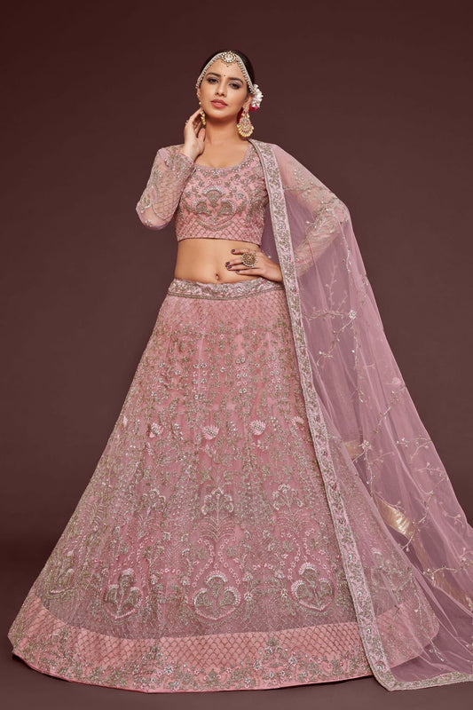 Soft Net Embroidery A Line Lehenga Choli NCLC10110212