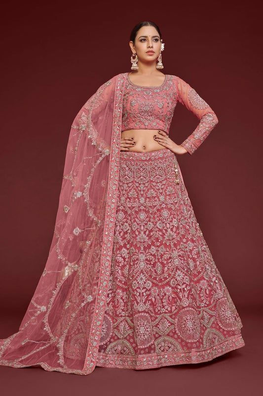 Soft Net Embroidery A Line Lehenga Choli NCLC10110216