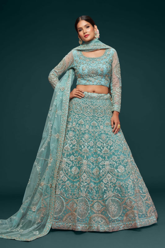 Soft Net Embroidery A Line Lehenga Choli NCLC10110219