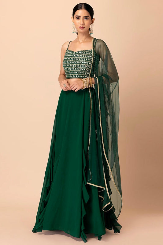 Soft Net Lehenga Choli In Green Colour LC10110159