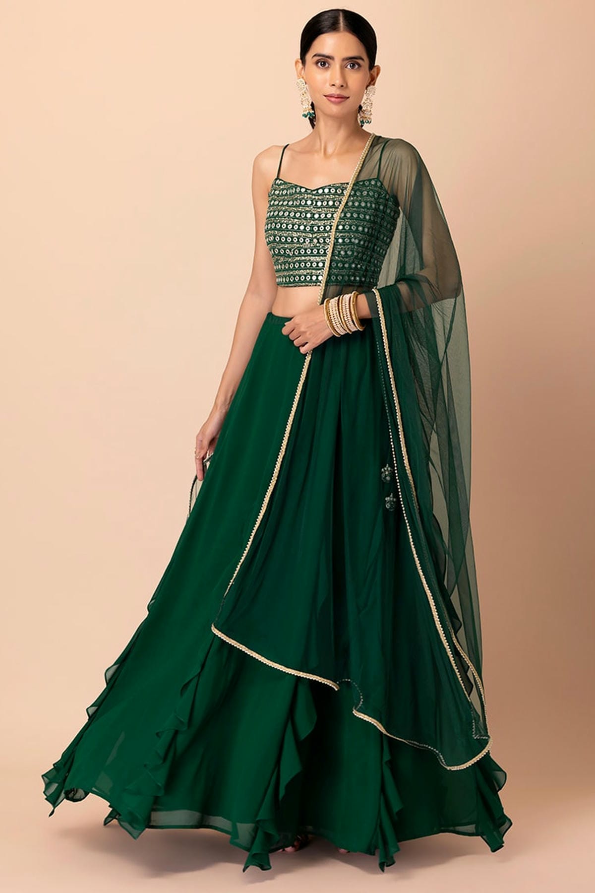Soft Net Lehenga Choli In Green Colour LC10110159