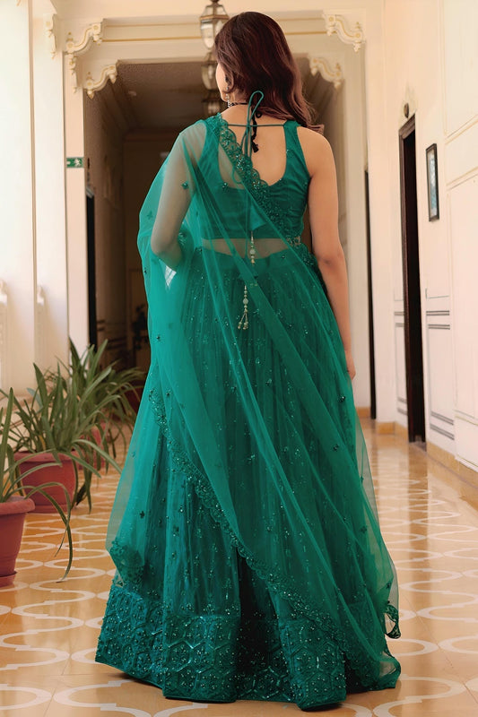 Soft Net Lehenga Choli In Teal Green Colour LC10110193