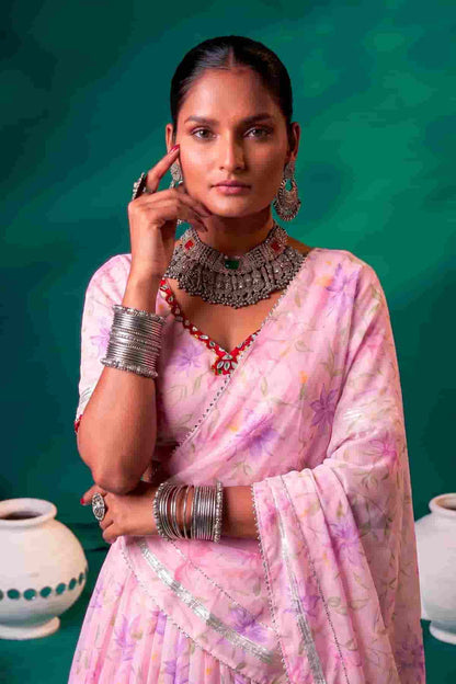 Tabby Silk Floral Print Lehenga Choli In Light Pink Colour NCLD1300097
