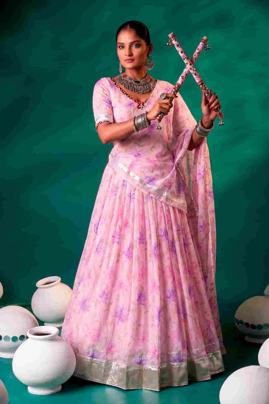 Tabby Silk Floral Print Lehenga Choli In Light Pink Colour NCLD1300097