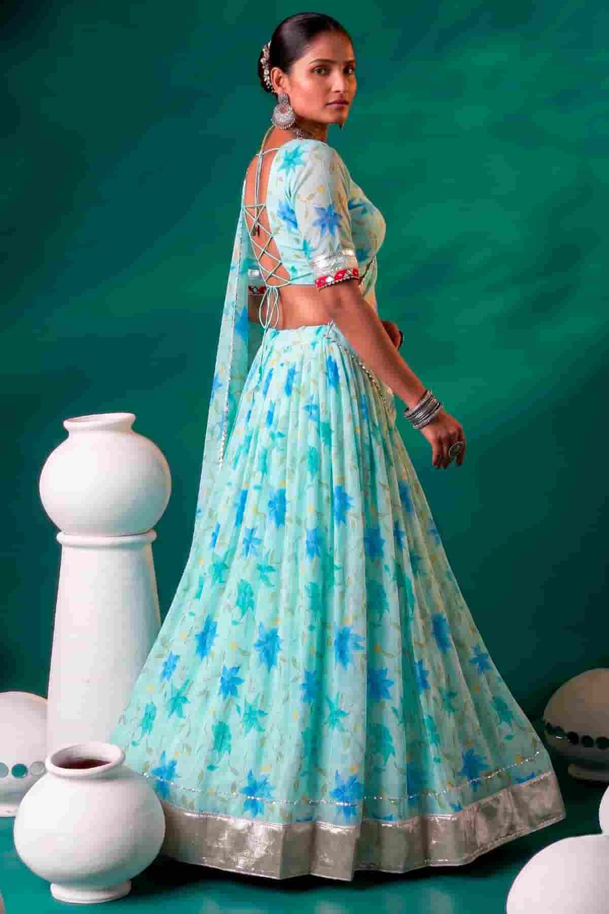 Tabby Silk Floral Print Lehenga Choli In Pista Green Colour NCLD1300095