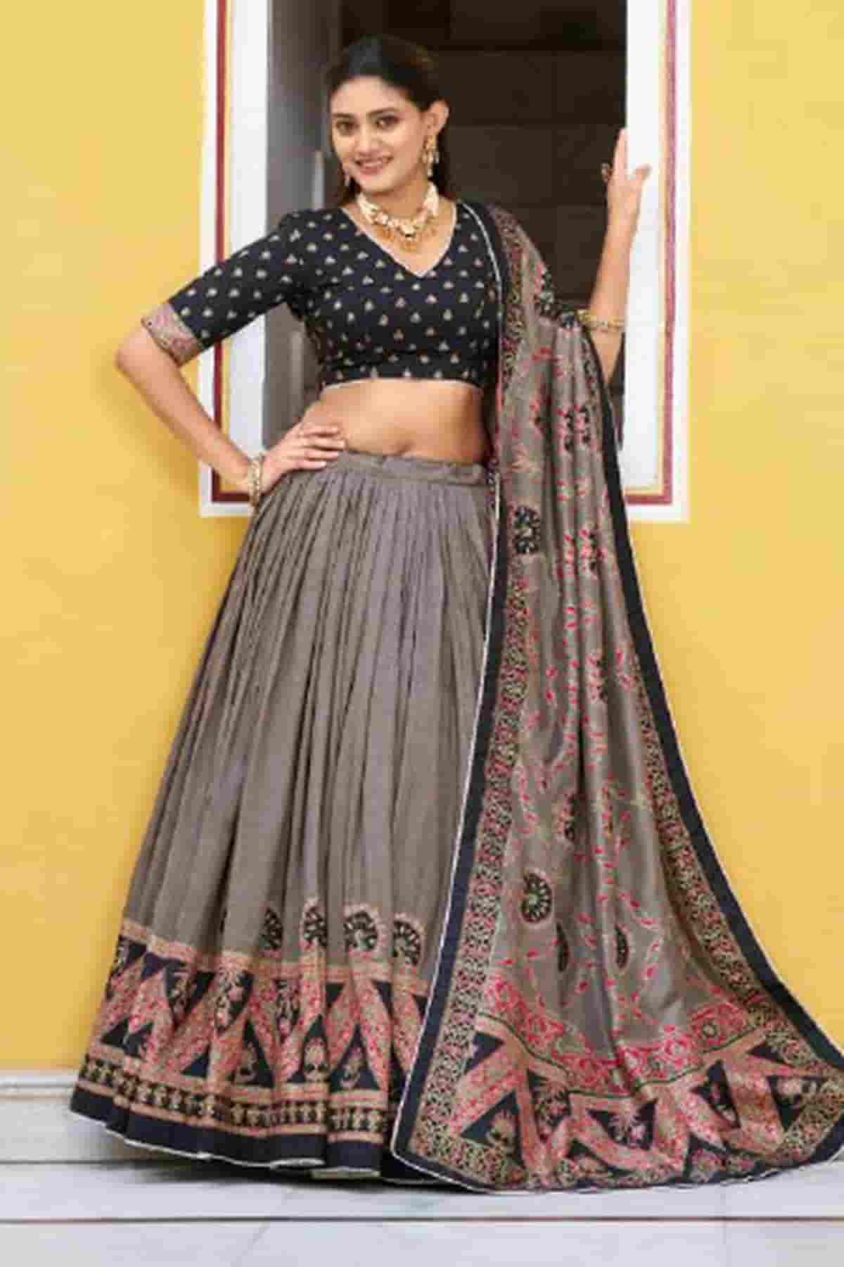 Tasar Silk Zari Woven Work Lehenga Choli In Black Colour NCLD1300086