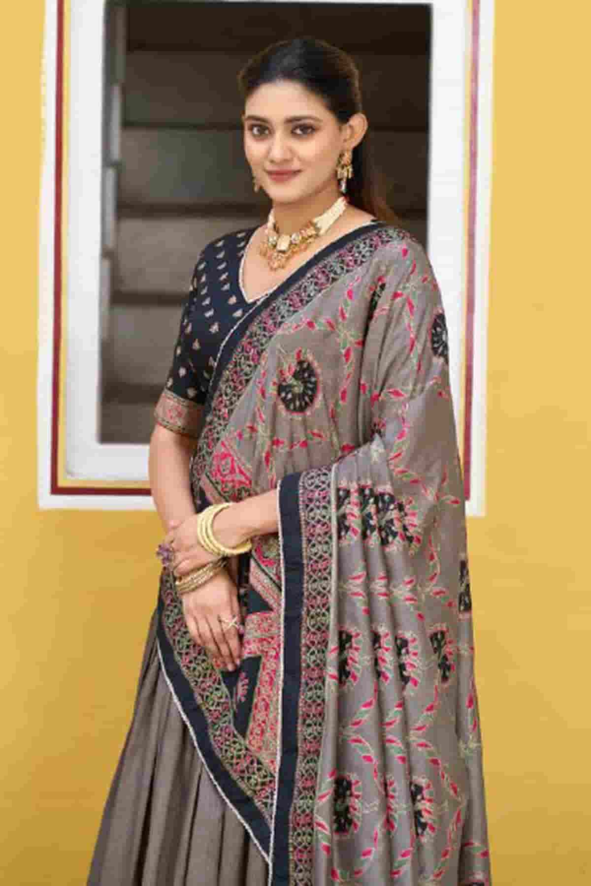 Tasar Silk Zari Woven Work Lehenga Choli In Black Colour NCLD1300086