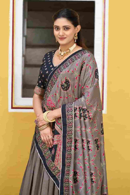 Tasar Silk Zari Woven Work Lehenga Choli In Black Colour NCLD1300086