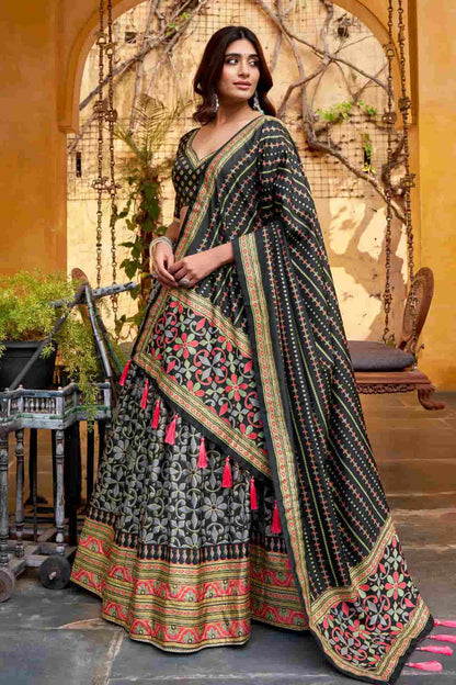 Tasar Silk Zari Woven Work Lehenga Choli In Black Colour NCLD1300090