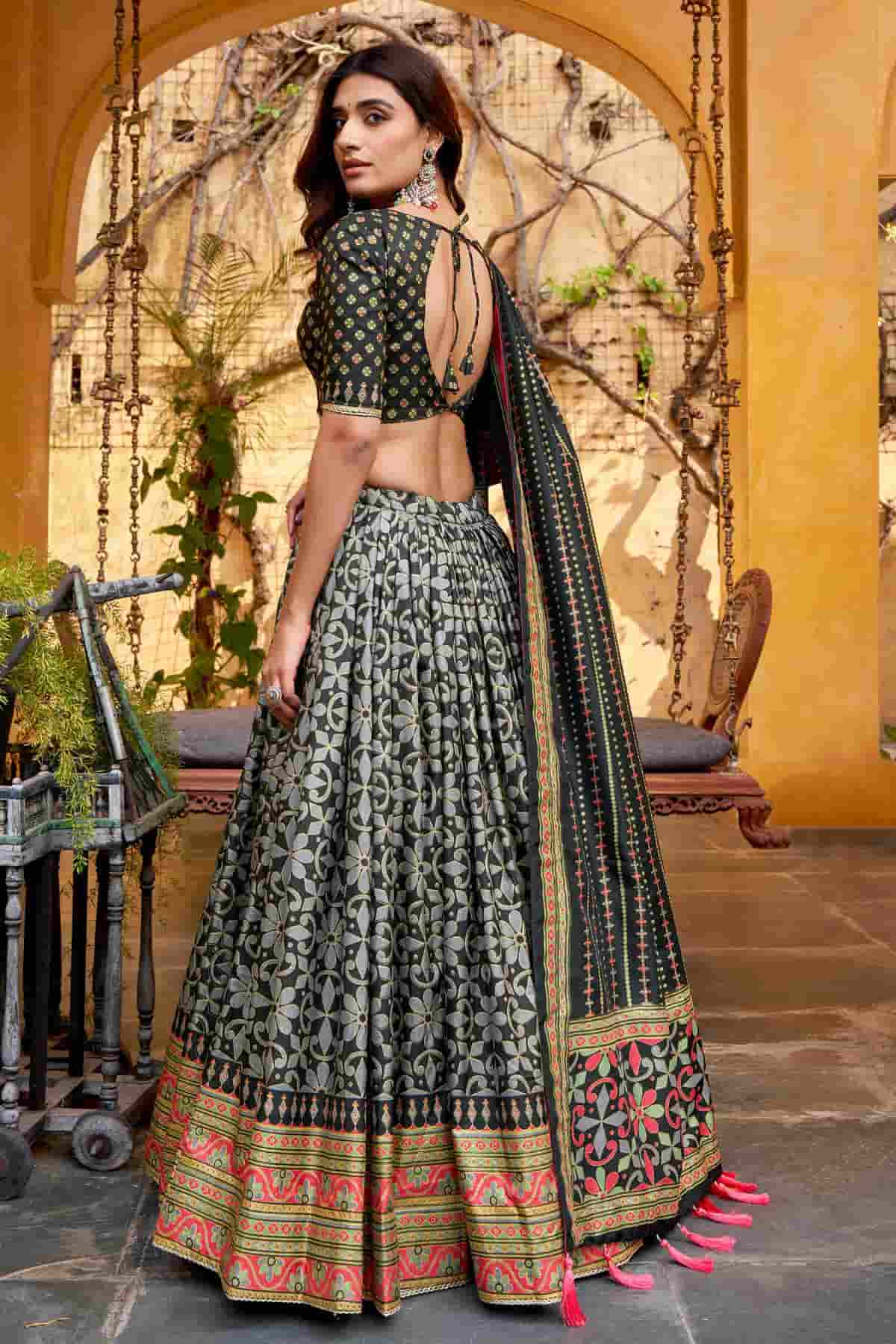 Tasar Silk Zari Woven Work Lehenga Choli In Black Colour NCLD1300090
