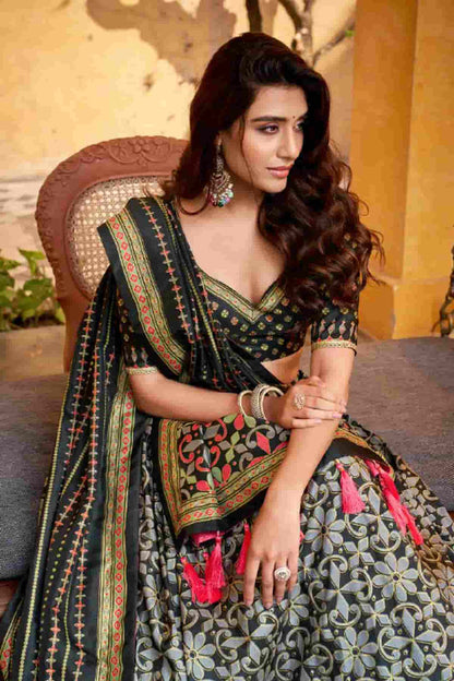 Tasar Silk Zari Woven Work Lehenga Choli In Black Colour NCLD1300090
