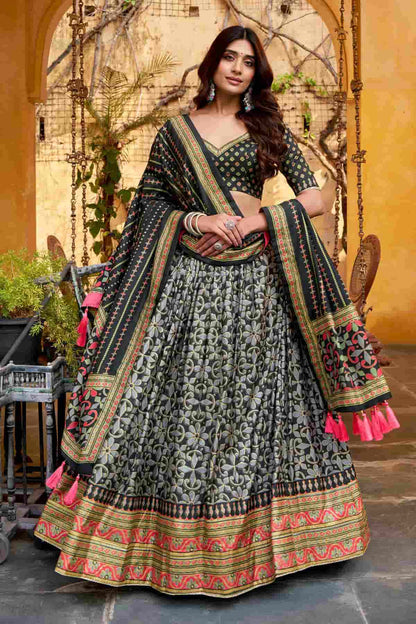 Tasar Silk Zari Woven Work Lehenga Choli In Black Colour NCLD1300090