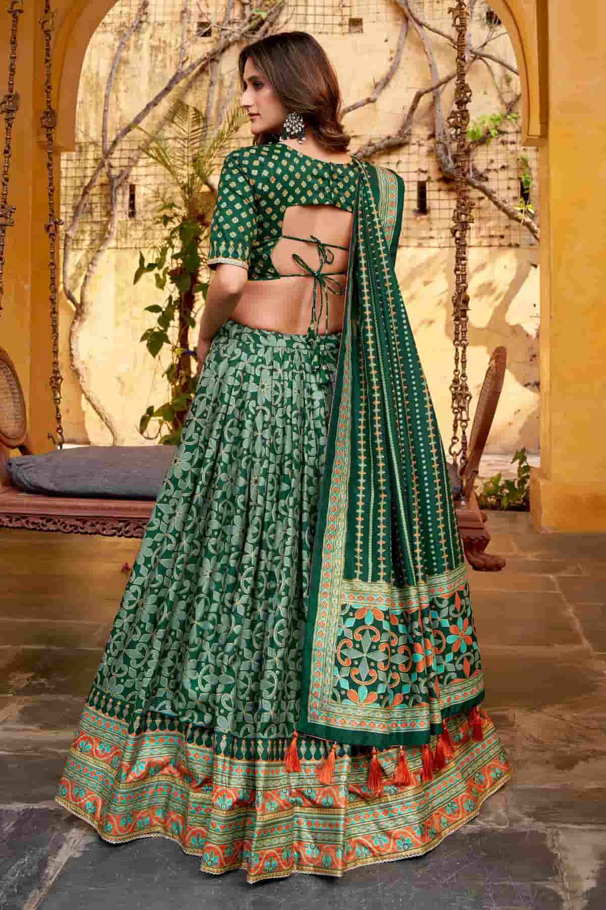 Tasar Silk Zari Woven Work Lehenga Choli In Green Colour NCLD1300091