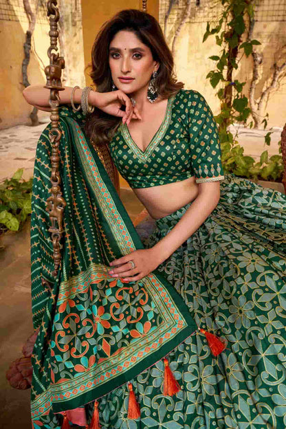 Tasar Silk Zari Woven Work Lehenga Choli In Green Colour NCLD1300091