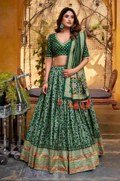 Tasar Silk Zari Woven Work Lehenga Choli In Green Colour NCLD1300091