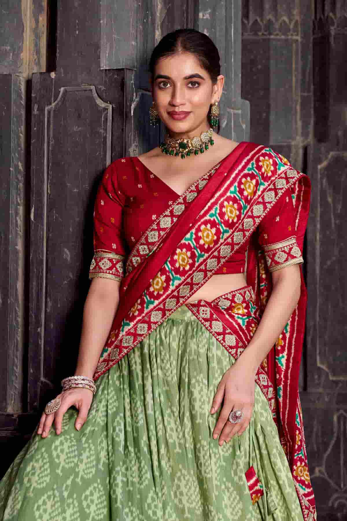 Tasar Silk Zari Woven Work Lehenga Choli In Light Green Colour NCLD1300071