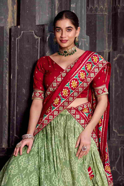 Tasar Silk Zari Woven Work Lehenga Choli In Light Green Colour NCLD1300071
