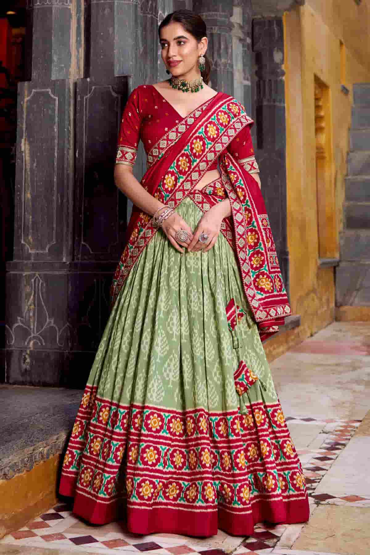 Tasar Silk Zari Woven Work Lehenga Choli In Light Green Colour NCLD1300071