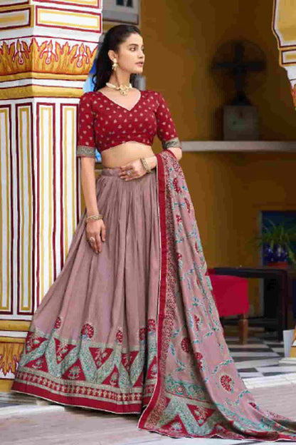 Tasar Silk Zari Woven Work Lehenga Choli In Maroon Colour NCLD1300087