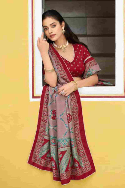 Tasar Silk Zari Woven Work Lehenga Choli In Maroon Colour NCLD1300087