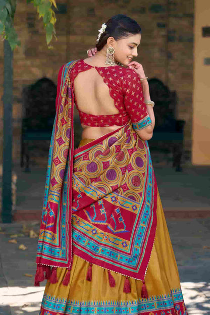 Tasar Silk Zari Woven Work Lehenga Choli In Mustard Brown Colour NCLD1300057