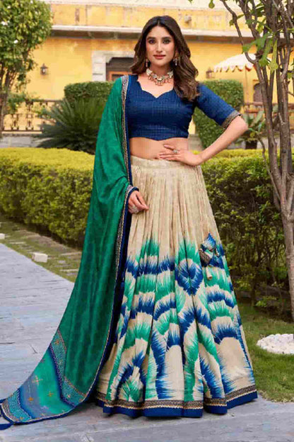 Tasar Silk Zari Woven Work Lehenga Choli In Navy Blue Colour NCLD1300064