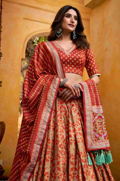 Tasar Silk Zari Woven Work Lehenga Choli In Orange Colour NCLD1300093