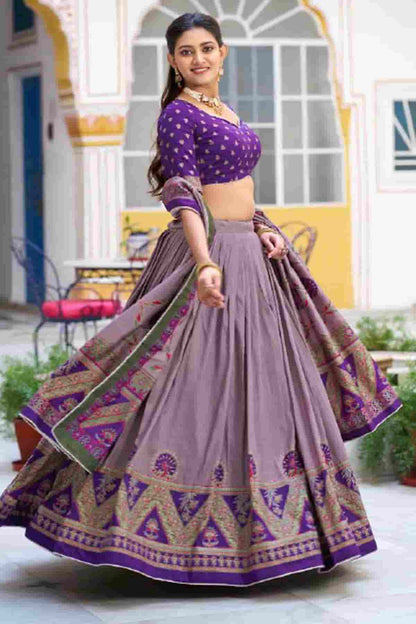 Tasar Silk Zari Woven Work Lehenga Choli In Purple Colour NCLD1300088