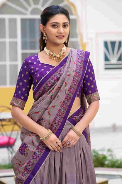 Tasar Silk Zari Woven Work Lehenga Choli In Purple Colour NCLD1300088