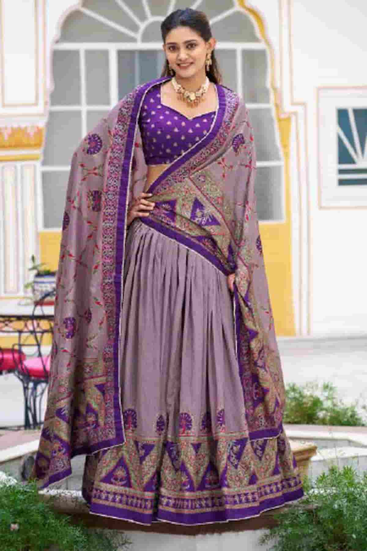 Tasar Silk Zari Woven Work Lehenga Choli In Purple Colour NCLD1300088