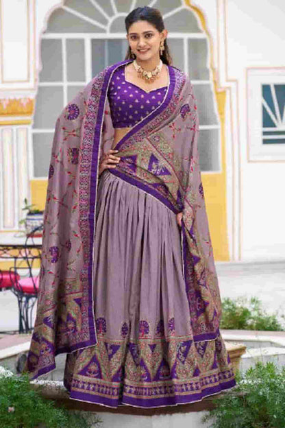 Tasar Silk Zari Woven Work Lehenga Choli In Purple Colour NCLD1300088