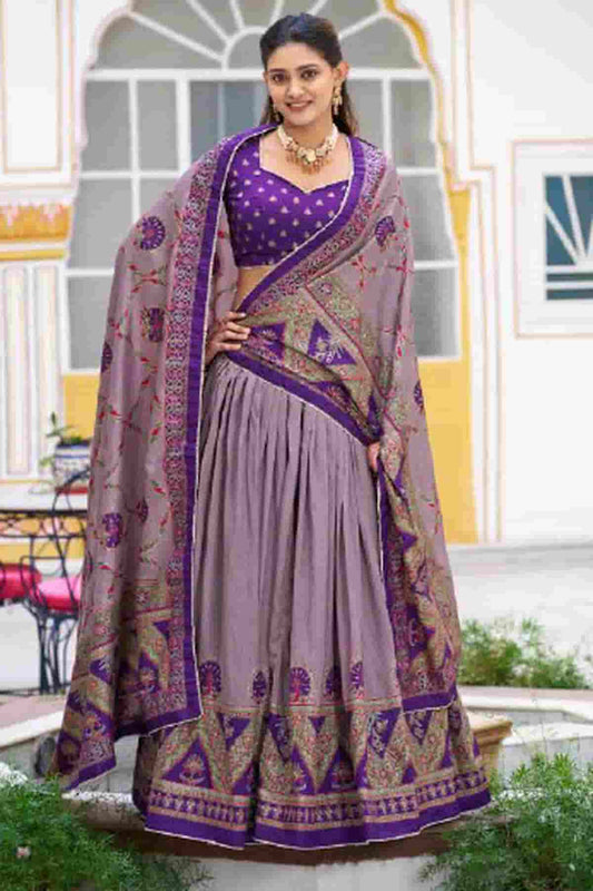 Tasar Silk Zari Woven Work Lehenga Choli In Purple Colour NCLD1300088