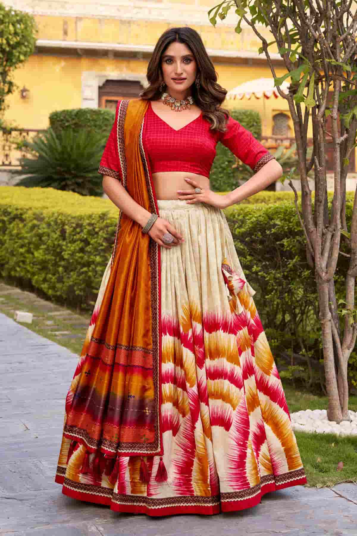 Tasar Silk Zari Woven Work Lehenga Choli In Red Colour NCLD1300066