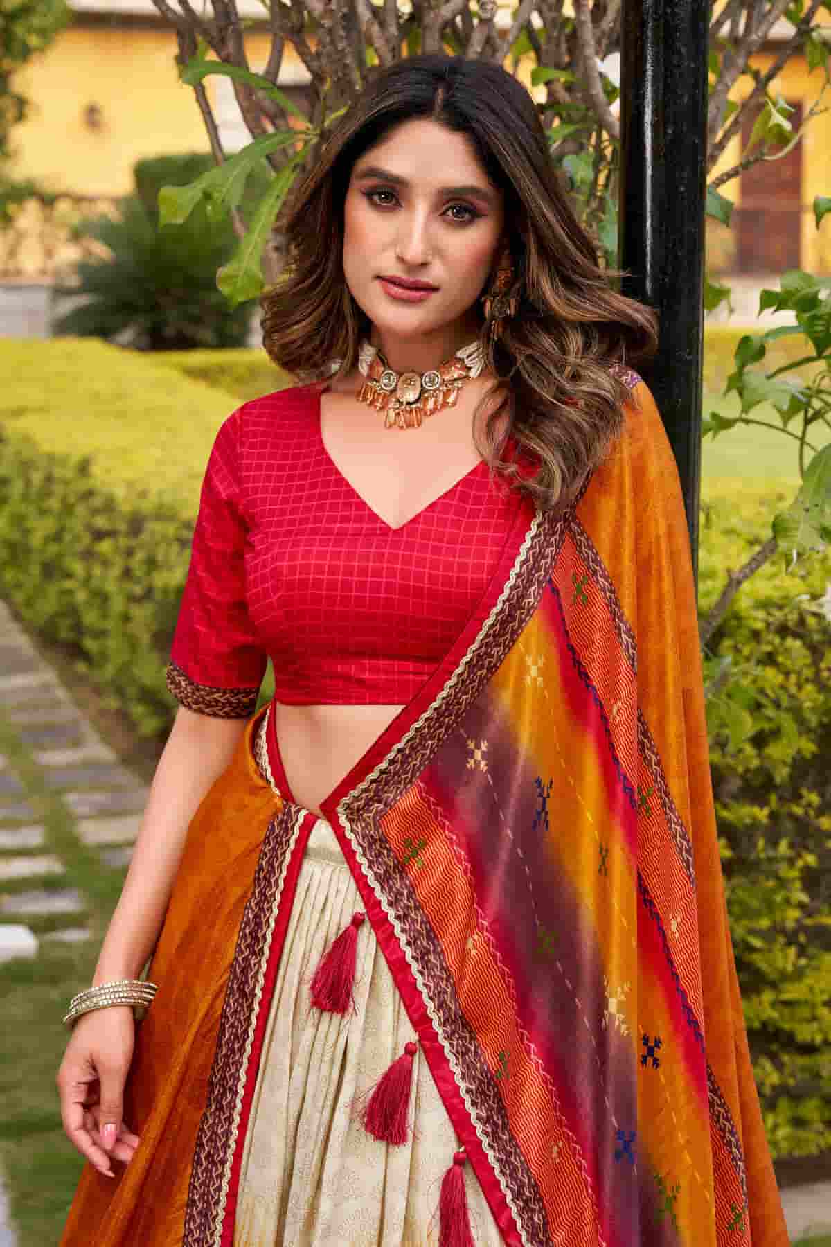 Tasar Silk Zari Woven Work Lehenga Choli In Red Colour NCLD1300066