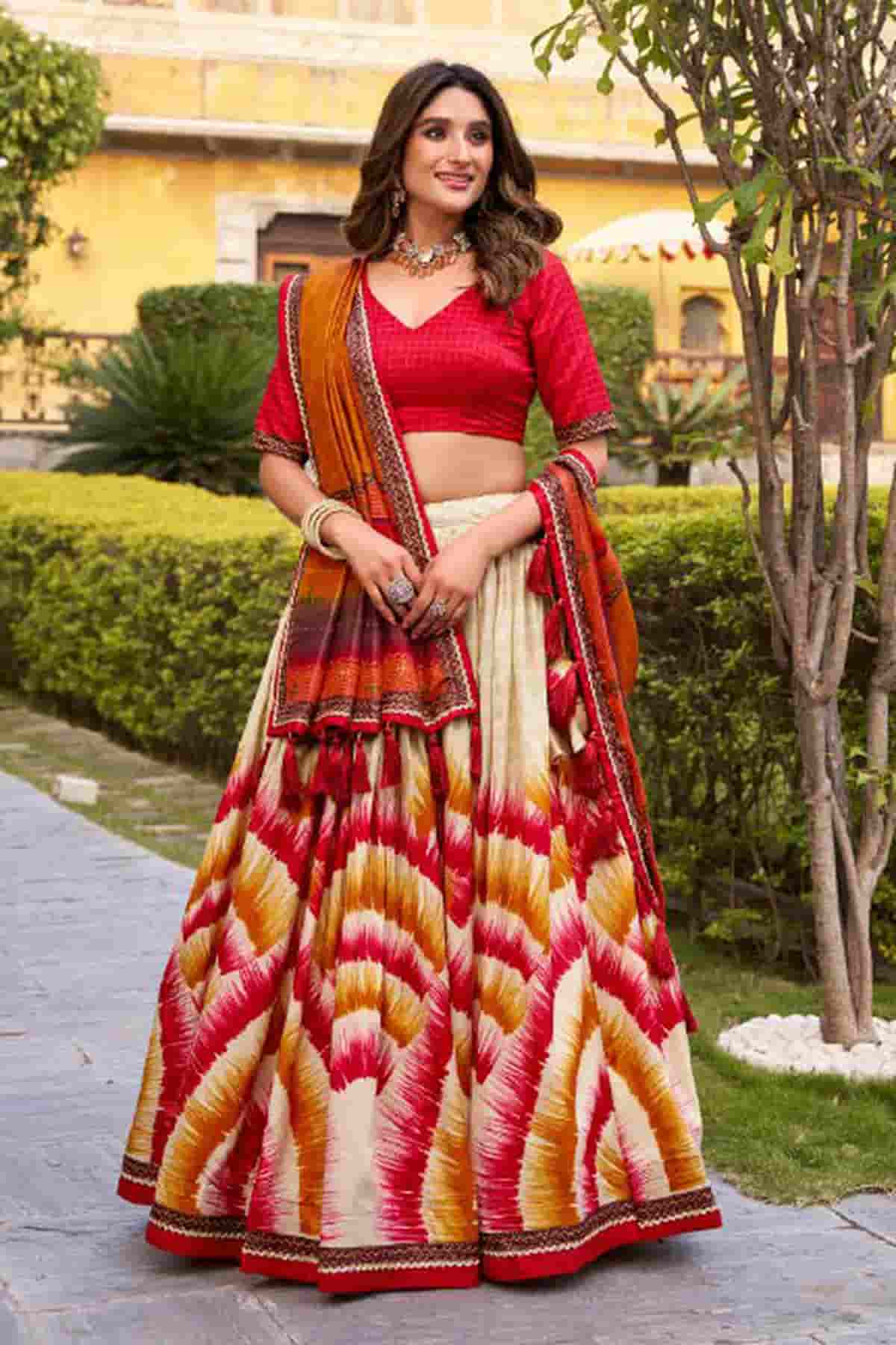 Tasar Silk Zari Woven Work Lehenga Choli In Red Colour NCLD1300066