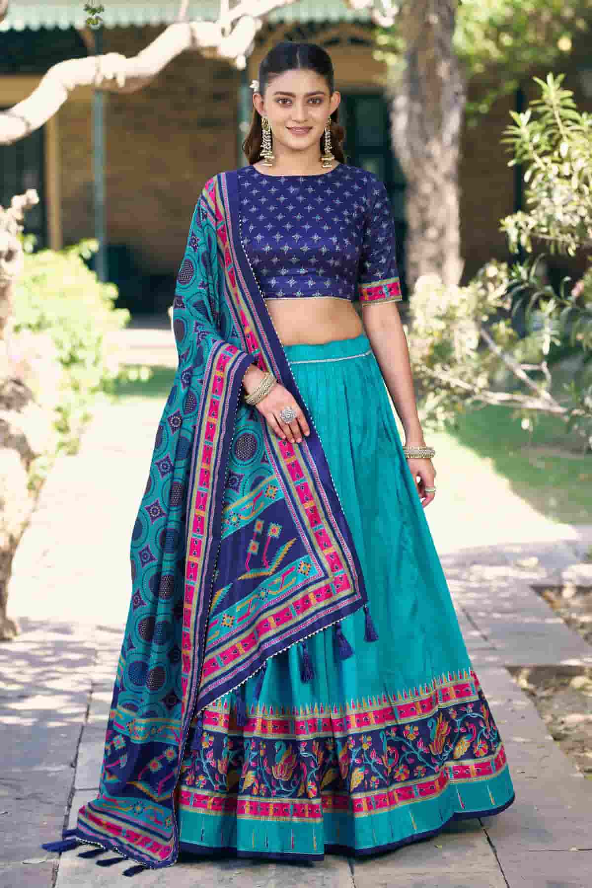 Tasar Silk Zari Woven Work Lehenga Choli In Sky Blue Colour NCLD1300059