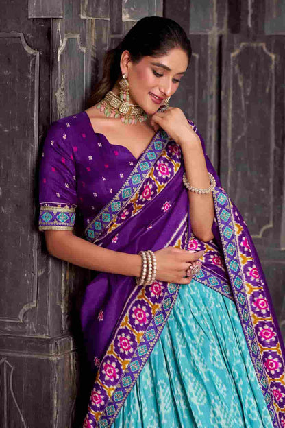Tasar Silk Zari Woven Work Lehenga Choli In Sky Blue Colour NCLD1300070