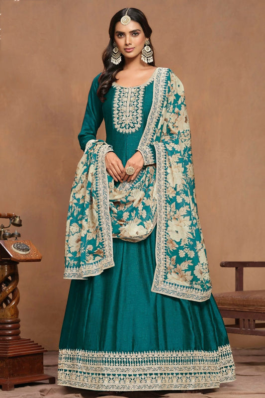 Teal Art Silk Anarkali Suit NCSM10510208