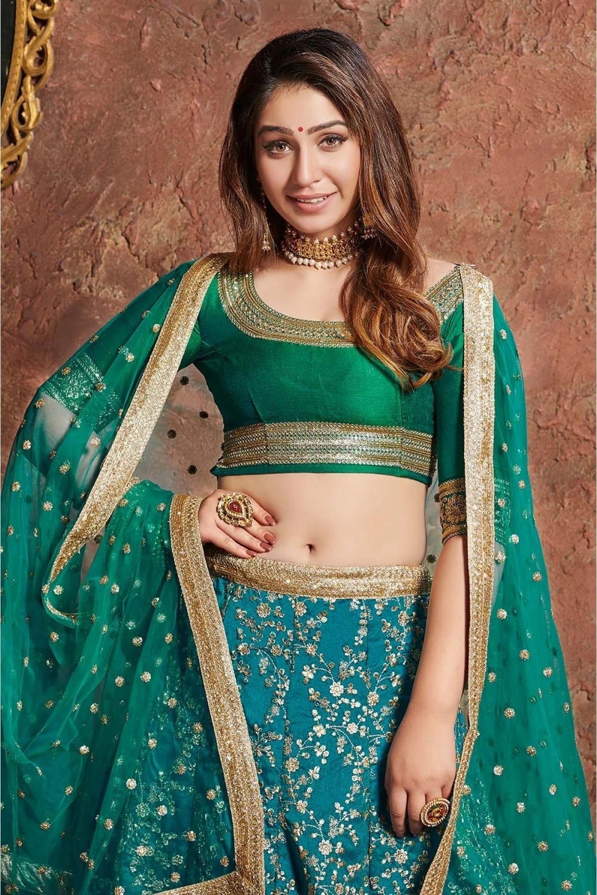 Teal Art Silk Lehenga Choli NCLC10110285