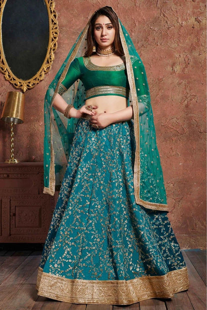 Teal Art Silk Lehenga Choli NCLC10110285