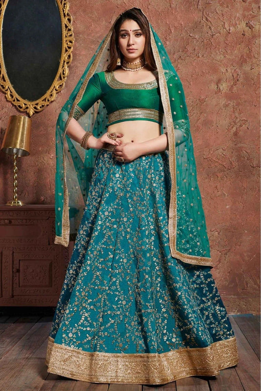 Teal Art Silk Lehenga Choli NCLC10110285