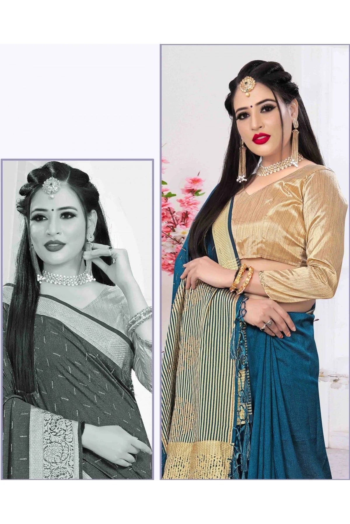 Teal Art Silk Viscose Designer Saree NCSD11210709