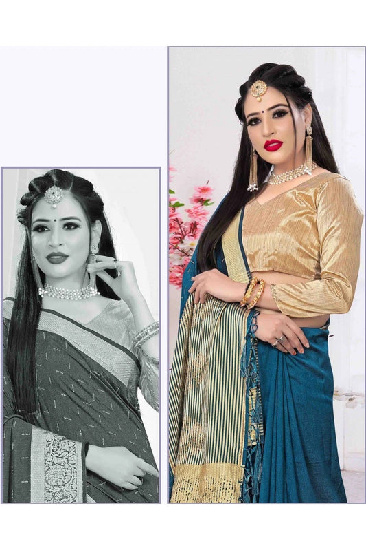 Teal Art Silk Viscose Designer Saree NCSD11210709